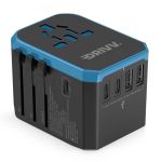 Drivv. Universele Wereldstekker USB C Blauw-Zwart